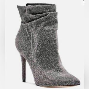 Jessica Simpson Lalie Sparkly Silver Slouchy Ankle Booties Boots Size 9